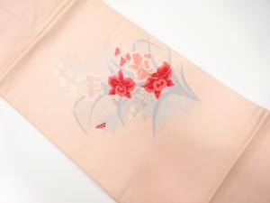 蘭に南天模様織り出し　名古屋帯